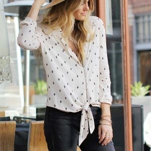 Knot sisters deep v neckline cactus print blouse size S